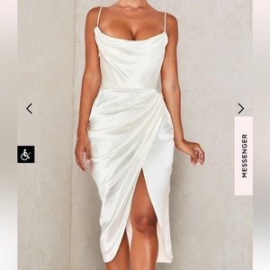 REVA - Ivory Satin Balcony Corset Dress